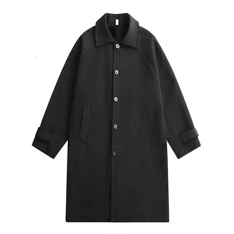 Spring Autumn Men Long Coat Windbreaker Casual Loose Design Solid Color Trench Coat Men Fashion Korean Style Mens Jackets Outerwear W250815