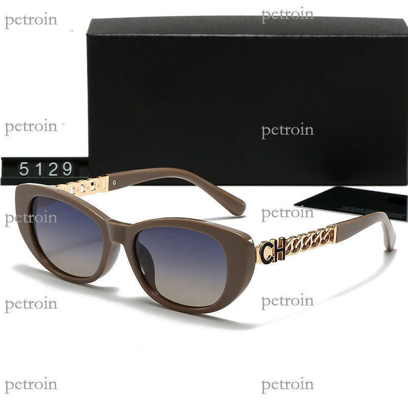 25 New Women's High-End Small Frame Cat Eye Polarized with Unique Metal Chain Internet Celebrity Sunglasses