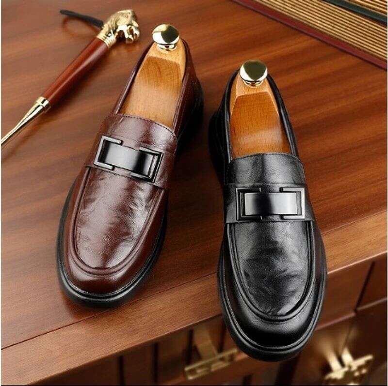 One Genuine Lazy Bean Foot Covers, Loafers, Versatile Brown Business Casual Leather Shoes, Men's Shoes