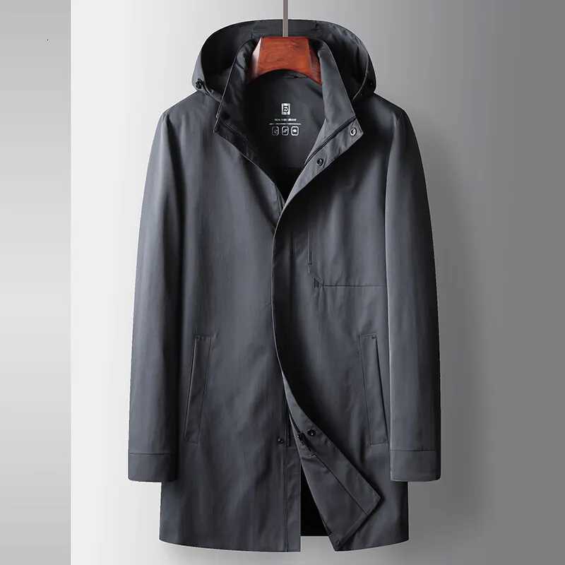 2025 Spring and Autumn New Mens Hooded Business Casual Windbreaker Coat Anti-Wrinkle and Heat-Free Korean Edition Windbreaker W250815