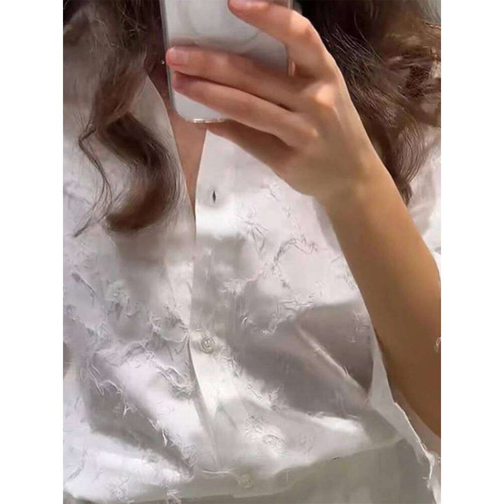 Elegant Fringes Shirt Skirt Set Women Half Sleeve Lapel Single Breasted Shirts A-line Long Skirts Suit Summer Lady Sets