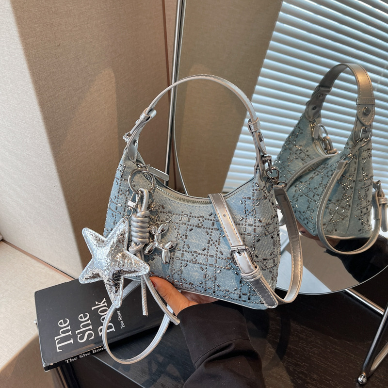 Luxury New Diamond Inlaid Women's Armpit Bag Free Shipping Designer Large Capacity Elegant And Simple Shoulder Bag Casual Shopping Handbag