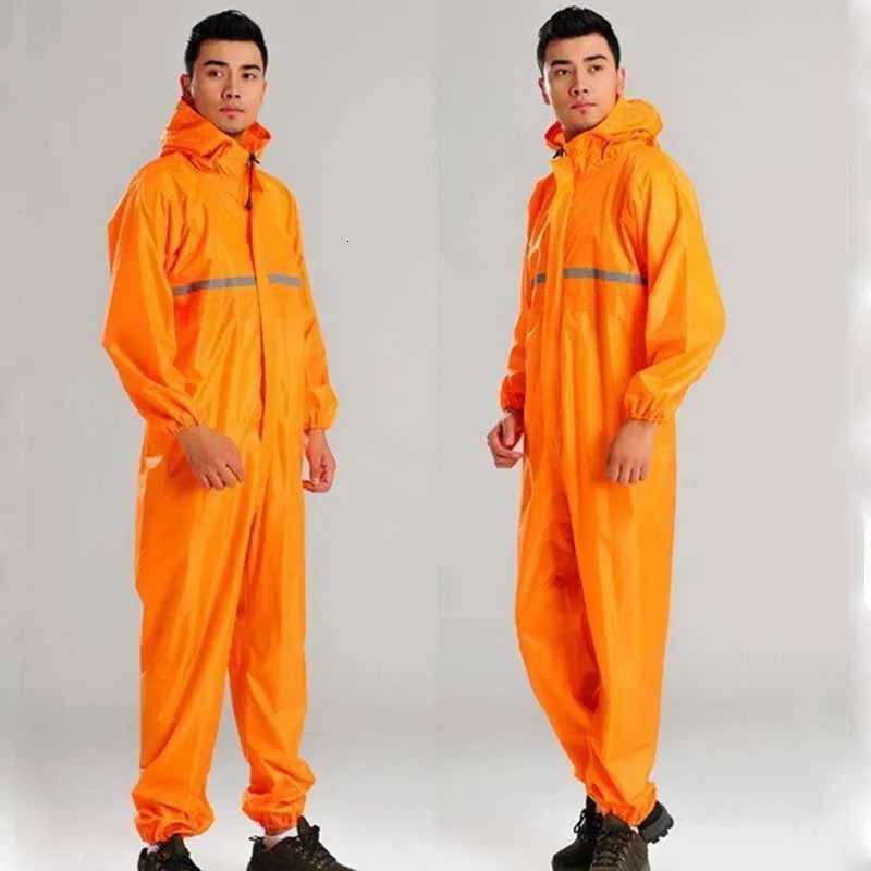 One-piece Raincoat Men Waterproof Jumpsuit One-piece Rain Poncho Women Seamless Raincoat All-in-one Rain Gear Hooded Rain Suit Y250814