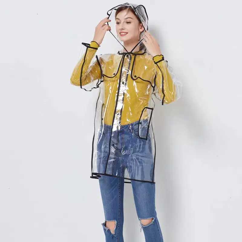 Clear EVA Rain Poncho Womens Lightweight Waterproof Raincoat with Hood Packable Outdoor Gear for Hiking Travel Y250814