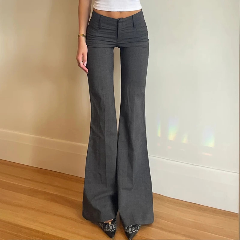 BIIKPIIK Casual Low Waist Suit Pants For Women Allmatch Straight Boot Cut Concise Elegant Slim Fit Bottom Clothing Autumn 250808