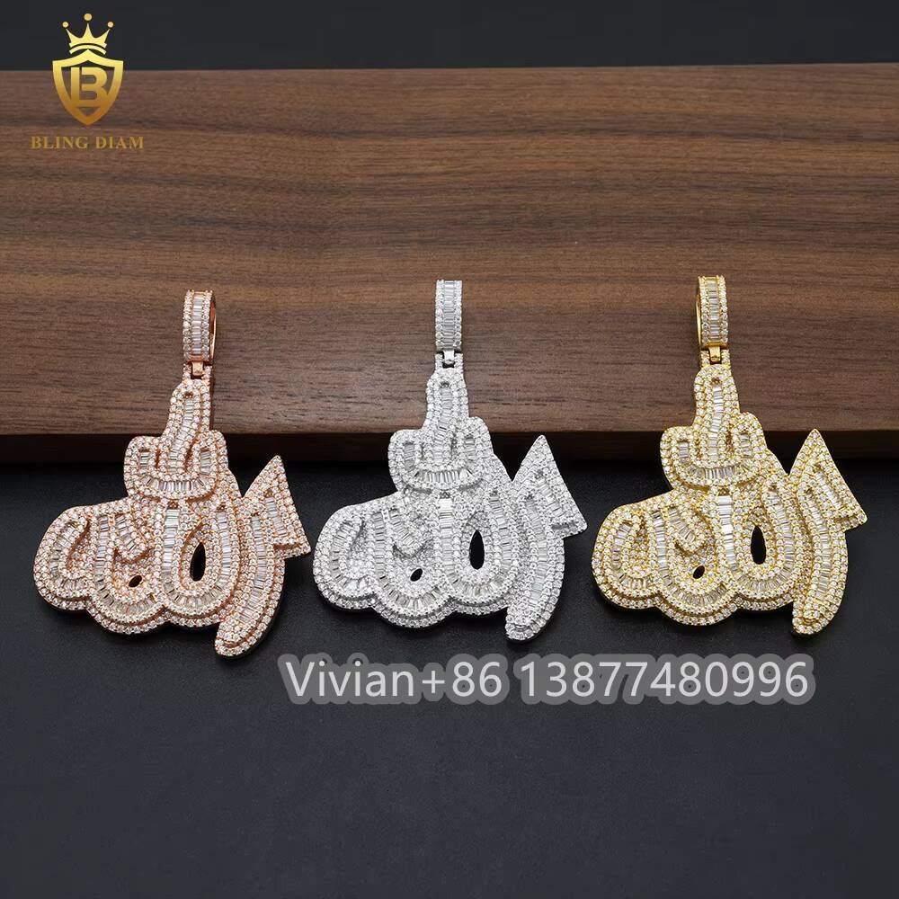 Luxury Jewelry 925 Sterling Silver Vvs Moissanite Diamond Custom Name Pendant