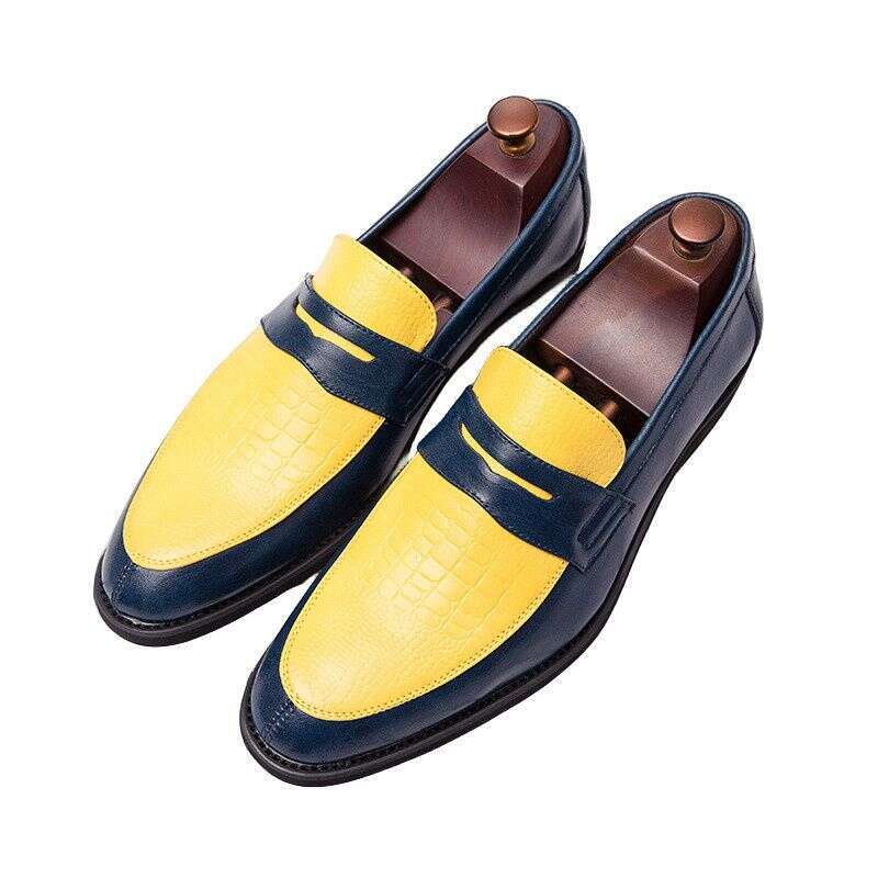 Men's Slip-On Casual PU Leather Flat Shoes Fashion Business Wedding Dress Loafers for Man Non-Slip