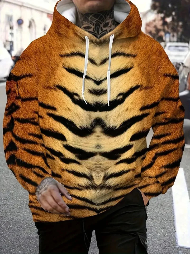 Leopard Print Mens Hoodie Clothing 3D Pullover Fashion Street Autumn Oversized 250814