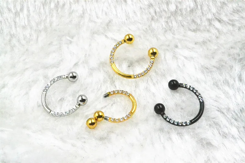 10pcs Body Jewelry Piercing - 316L StEEl CZ Horeshoes Nose Septum Ring Ear Helix Daith Cartilage Earring Ring 250807