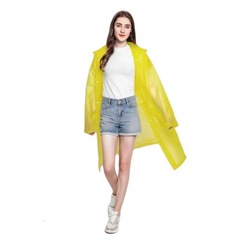 PEVA Women Man Raincoat Adult Clear Transparent Camping Rainwear SuitThickened Waterproof Rain Poncho Coat Y250814