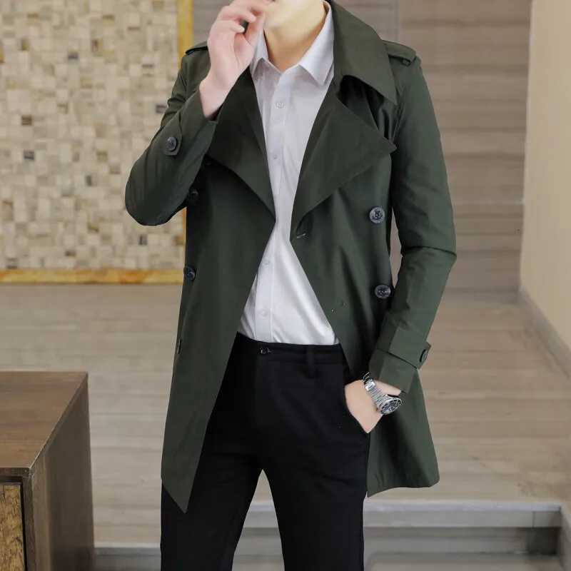 Spring Autumn Trench Coat Men Streetwear Windbreaker Trenchcoat Solid Business Casual Loose Long Overcoat W250815