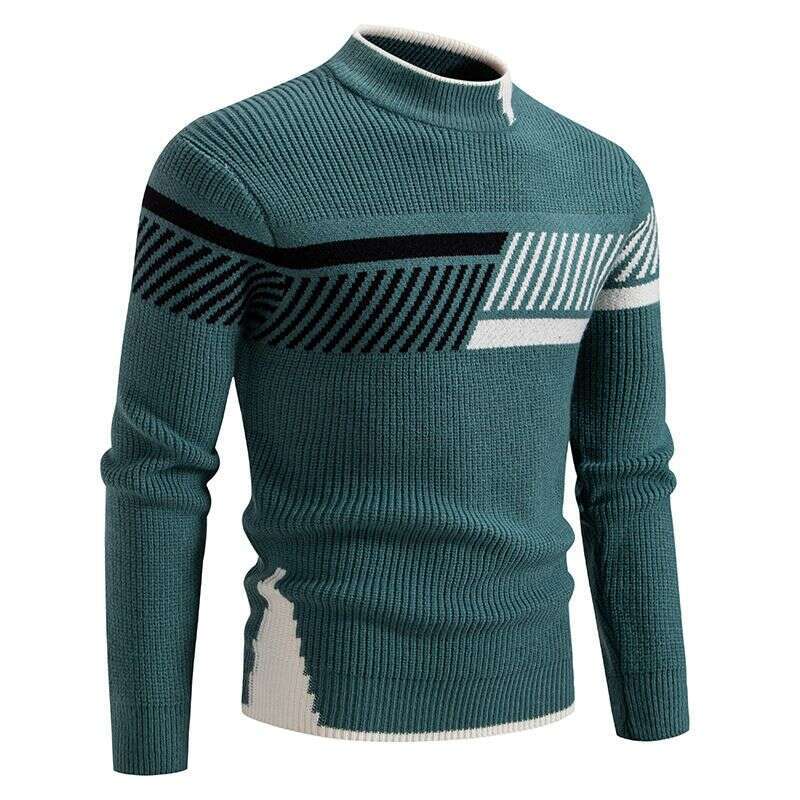 Men's Clothing New Casual Round Neck Sweater Brand Fashion Color Matching Knitted Bottoming Shirt Men's Top