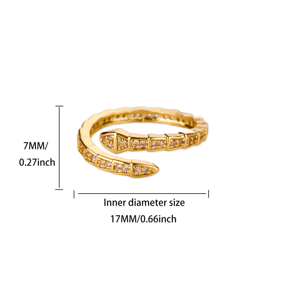 Rhinestone Zircon Snake Rings For Women Open Adjustable Snake Bone Finger Ring Wedding Fashionable Trendy Jewelry Gifts 250811