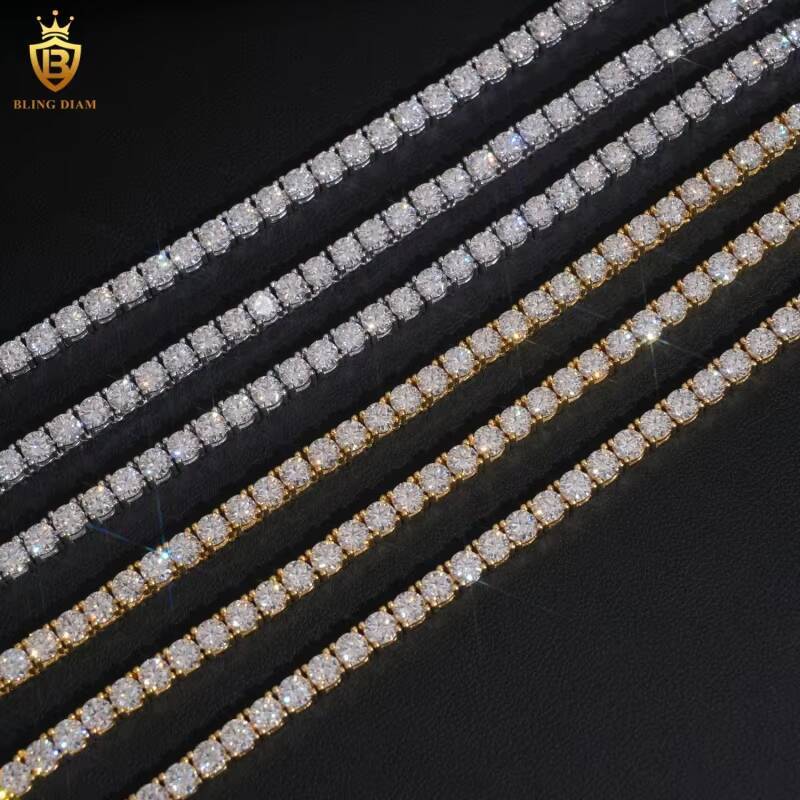 Hot Sale GRA Certificate Hip Hop 925 Sterling Silver 3mm Tennis Necklace Bracelet VVS Moissanite Tennis Chain