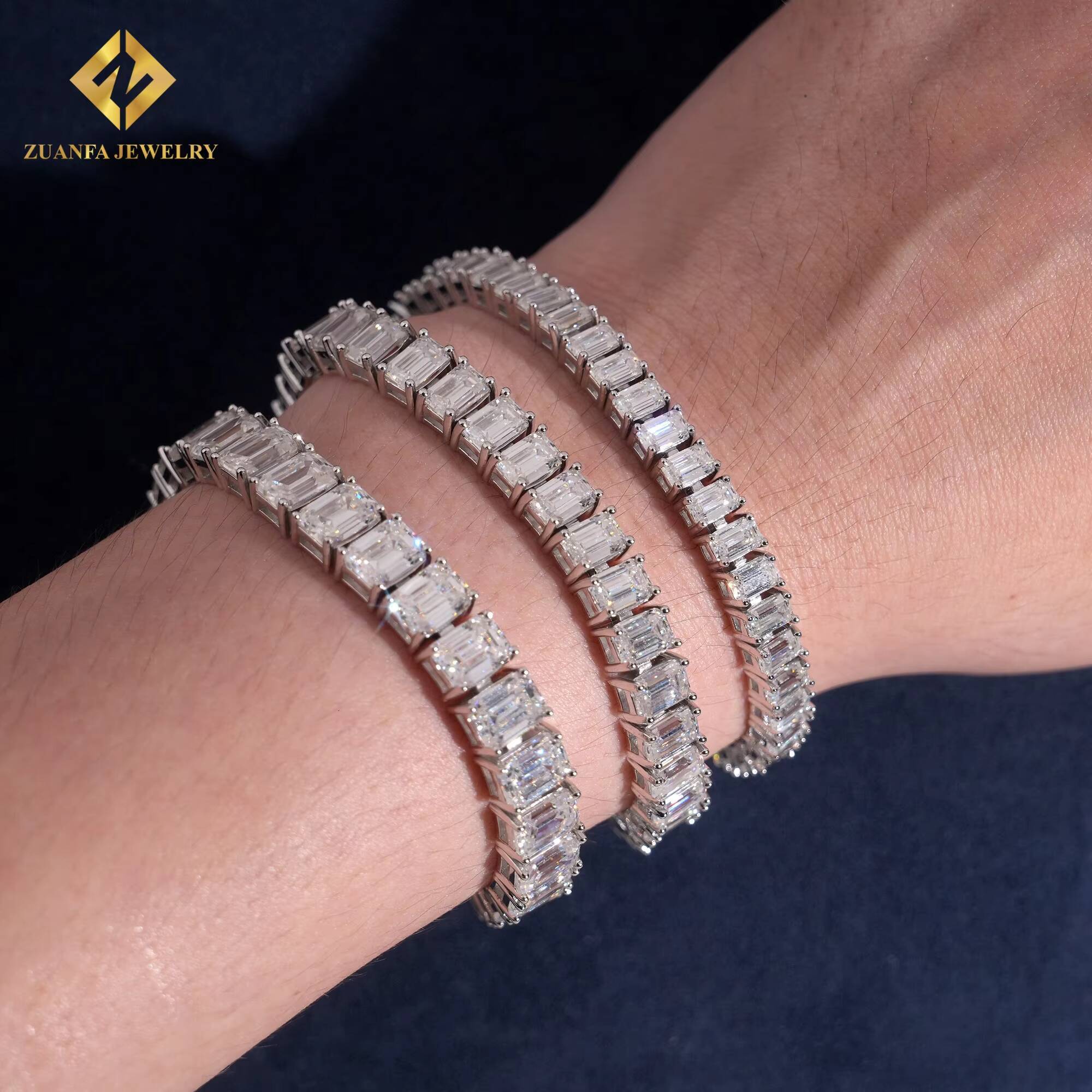 Pass Diamond Tester 7mm Tennis Bracelet 925 Solid Silver Men Women Hip Hop Bracelet VVS Moissanite Tennis Bracelet