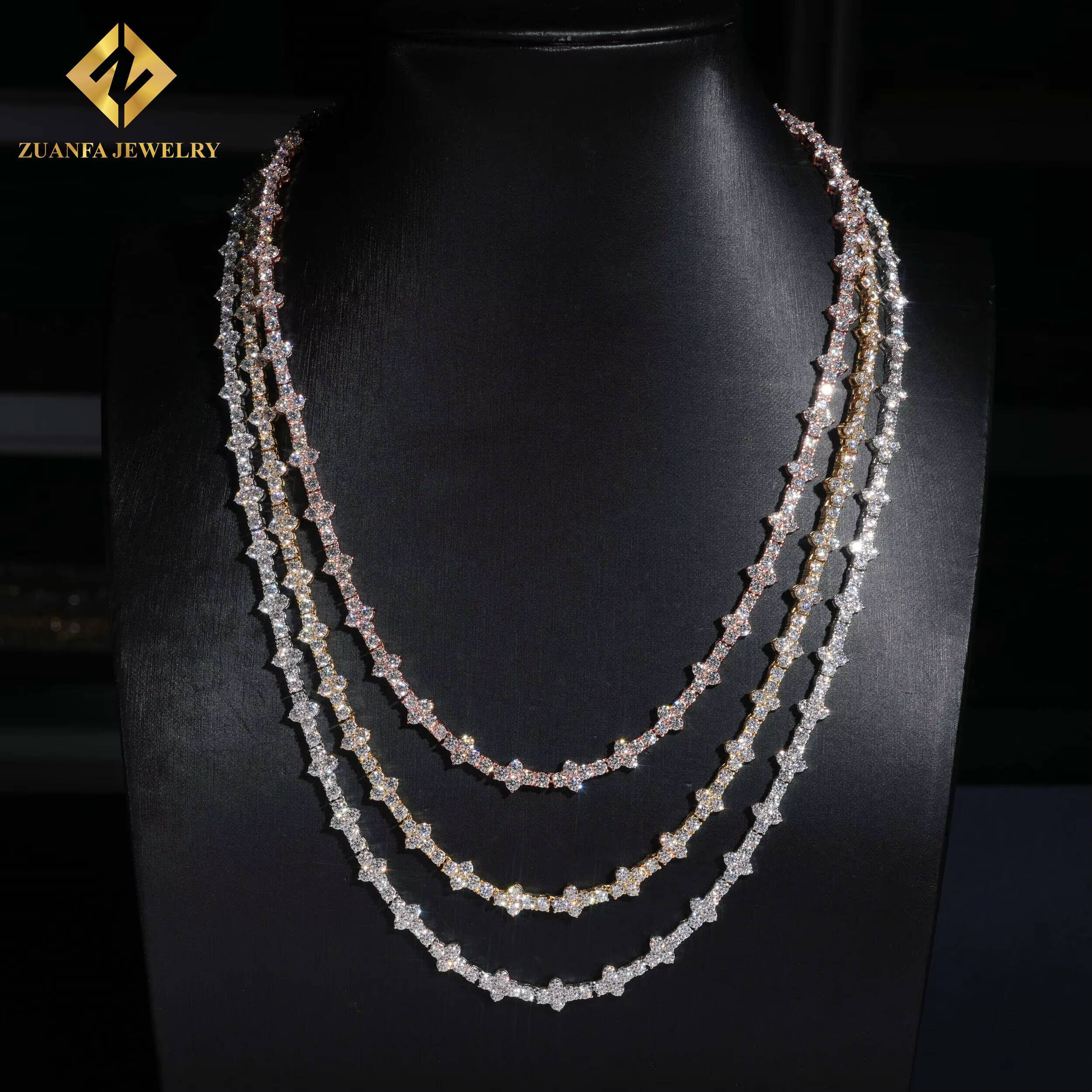 Hot Sale Cross Tennis Chain 925 Sterling Silver 18K Gold Plated 3mm Moissanite Diamond Tennis Chain Bracelet Fine Jewelry