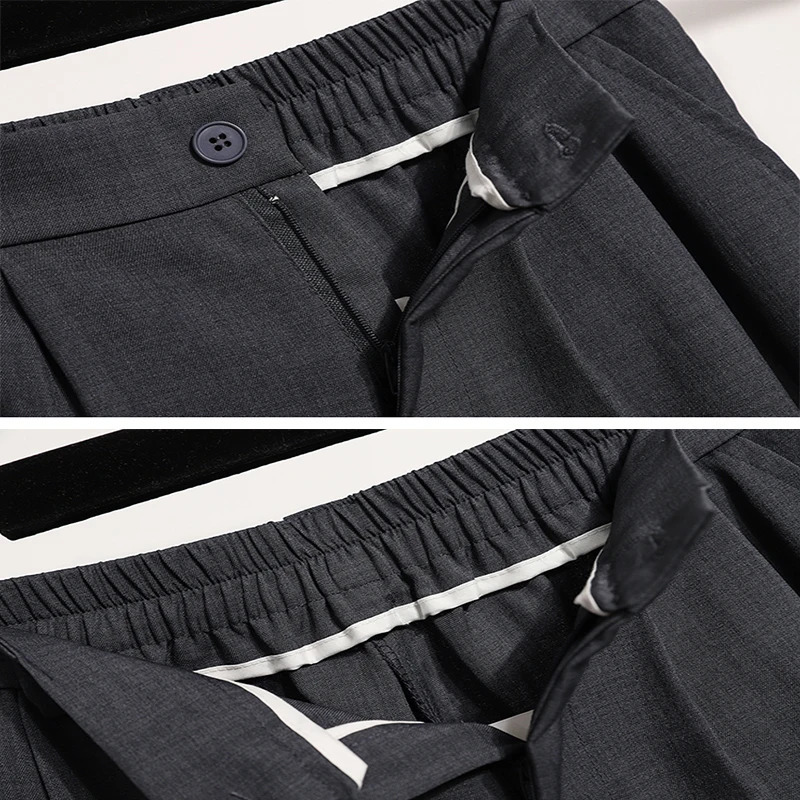 Plus Size Pants For Women Spring Summer 2025 Korean Fashion High Waist Suit Pant Gray Or Black Casual Trousers Female 250808