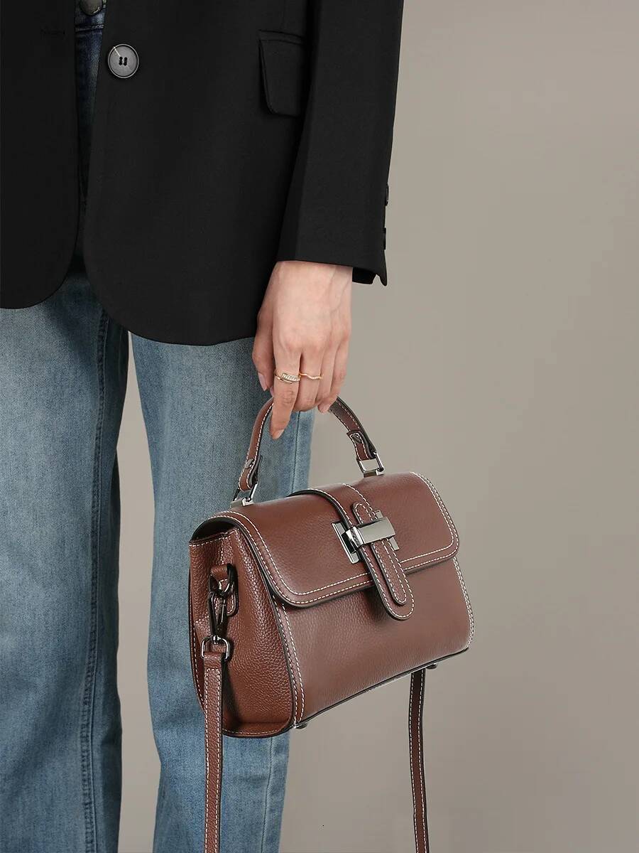 2025 New Fashion Genuine Split Leahter Women Crossbody Female Shoulder Handbag Ladies Korean Style Commuter Bag For Shopping