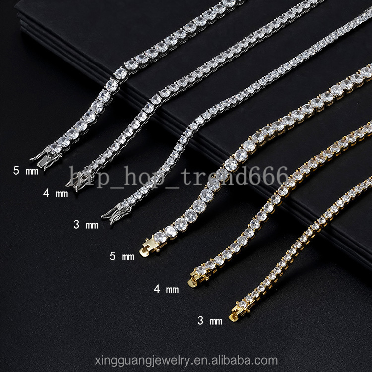 2 mm to 4 mm Diamond Tennis Moissanite Link Chain 925 Silver Gold Plated Fine Jewelry Bracelet VVS Moissanite Tennis Chain