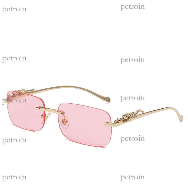 Colorful Leopard Head Decorative Square Frameless Personalized Fashion Sunglasses Anti-UV Glasses