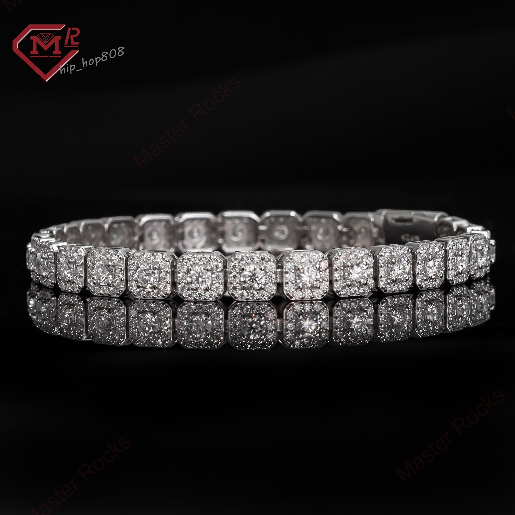 Gra Certification Cluster Tennis Chain Bracelet 925 Silver Vvs Iced Out Moissanite Tennis Chain