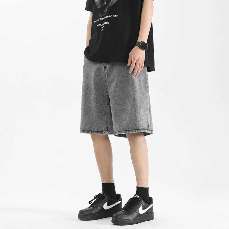 Denim shorts mens 2025 summer new slim fit fashion brand large shorts American high street retro loose washed vintage denim sho Y250814