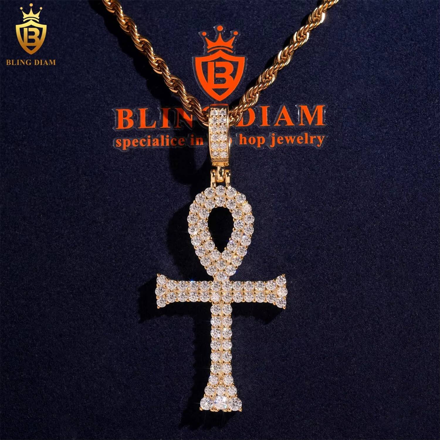 High Quality Fashion Jewelry 925 Sterling Silver Diamond VVS Moissanite Cross Pendant