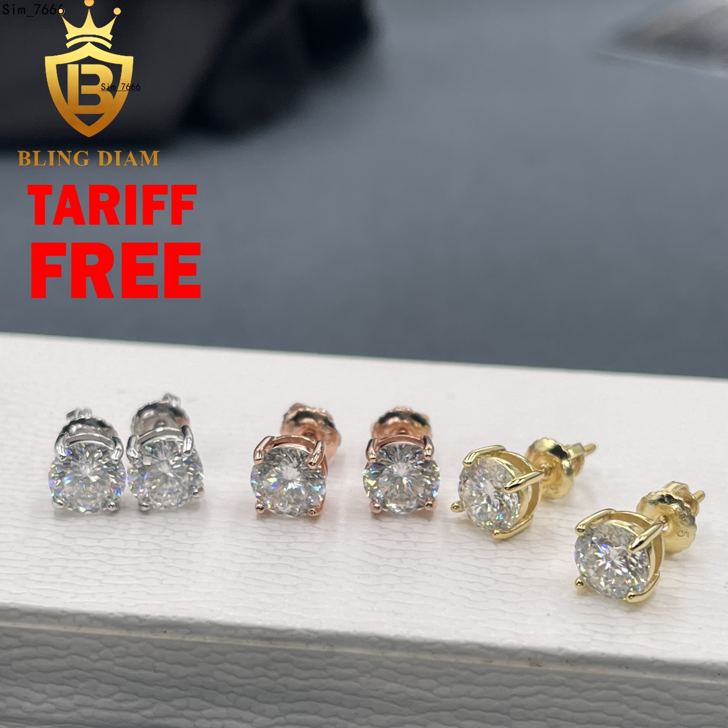 6.5mm Fine Jewelry Iced Out Jewelry Solid 925 Sterling Silver VVS Moissanite Pass Diamond Tester Earrings Women