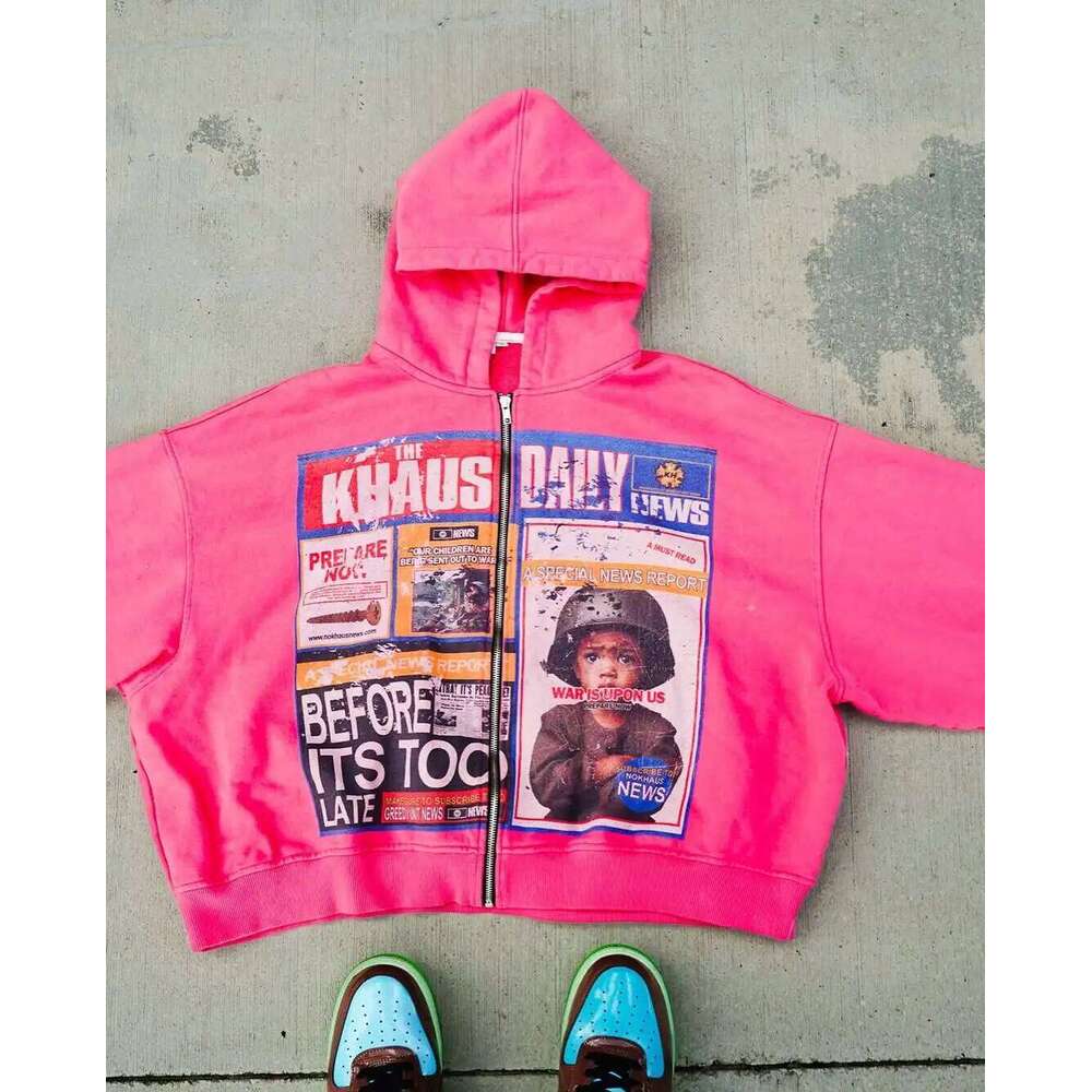 Designer Clothing 2025 American Haruku Trendy Printed Hoodie Y2k Gothic Streetwear Men And Women Zipper Hooded Casual Sportswear Demon Slayer