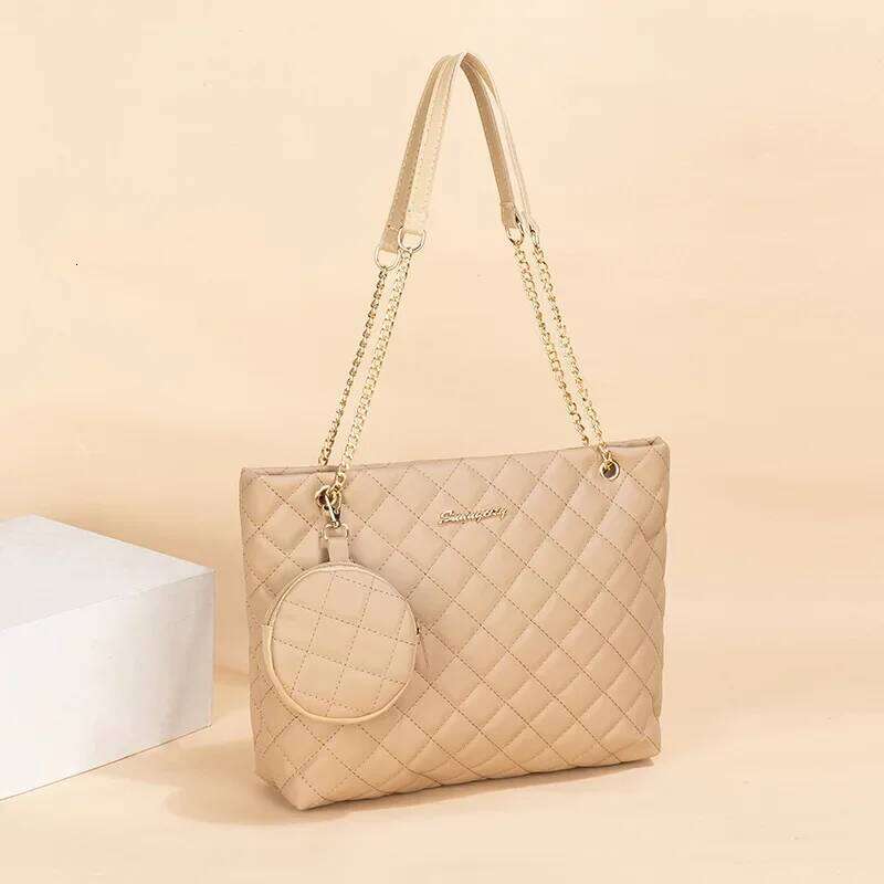 Rhombic Embroidered Mini Wallet Charm Tote New Stylish Minimalist Letter Embellished Chain Shoulder Bag