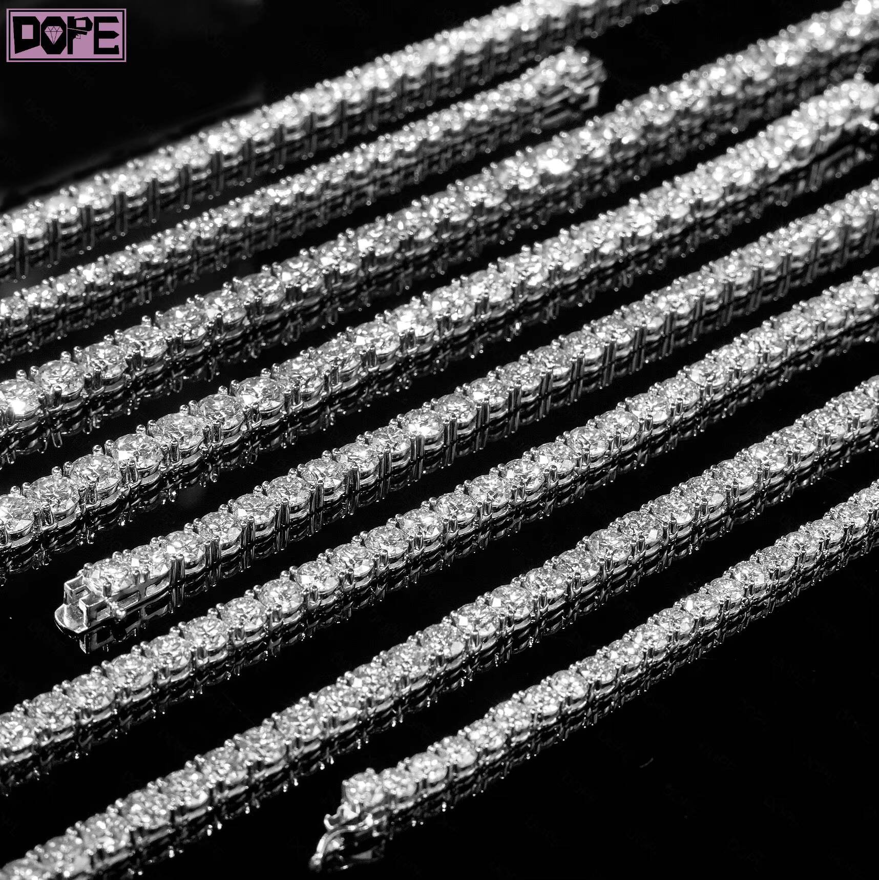 Elegant 2mm 3mm Tennis Chain 925 Silver VVS Iced Out Lab Grown Diamond IGI Lab Diamond Tennis Chain