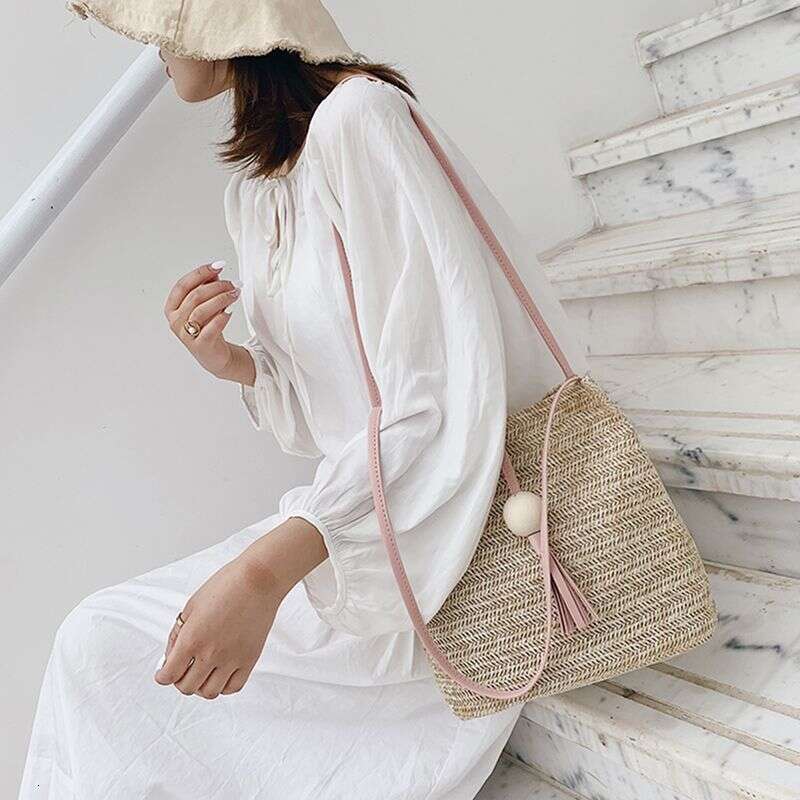 Straw for Women Shoulder Casual Woven Crossbody Bags Summer Beach Rattan Raffia Boho Bag Large Capacity