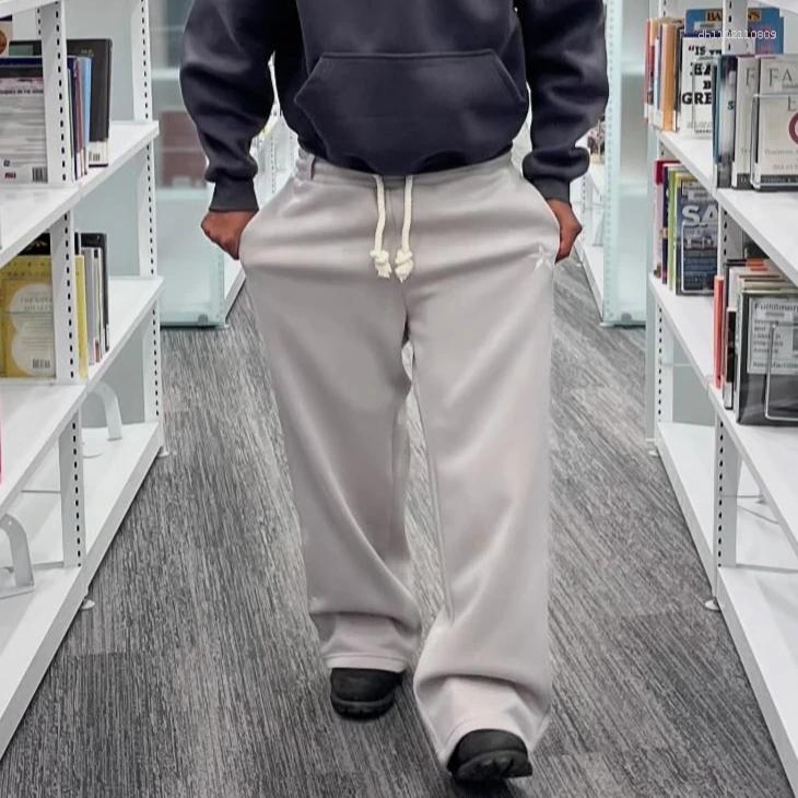 Men's Pants Retro Double Layer Sweatpants Y2K Mens Womens Harajuku Hip Hop Letters Embroidery Baggy Casual