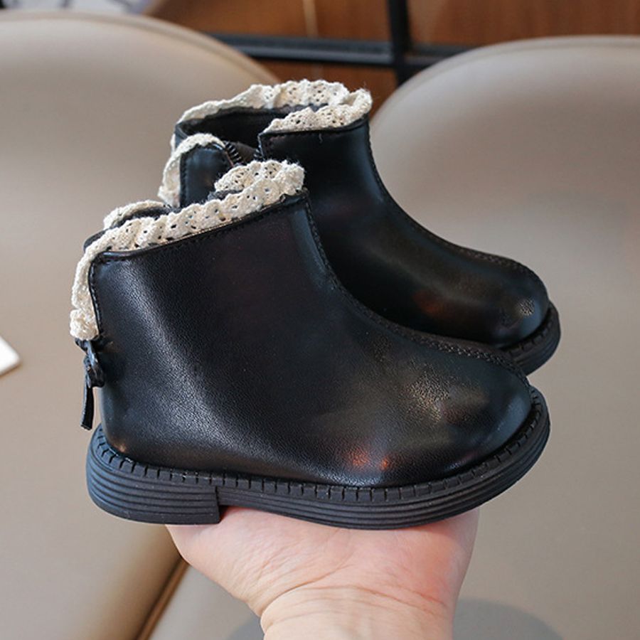 Girls Ankle Boots with Back Bow knot Kids Short Boots Soft Sole 2025 New Kidsnest Girl Princess Leather Boots with Side Zip Sizes US 5C-4Y