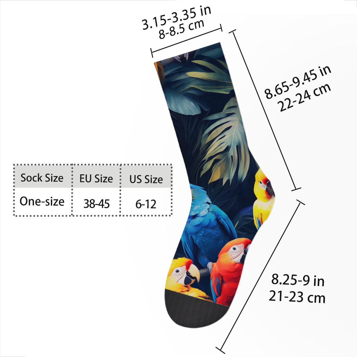 Tropical Parrot Jungle Unisex Tube Designer Sock C150