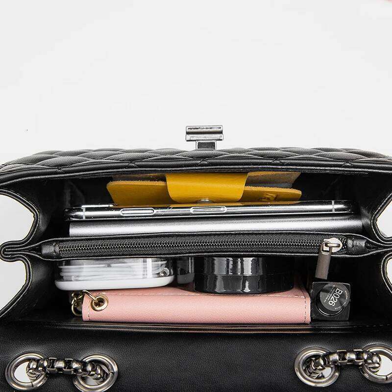 Fashion Lingge Square Women S Shoulder Quilted Detail Chain Full Bag Crossbody Bag Flip Wallet