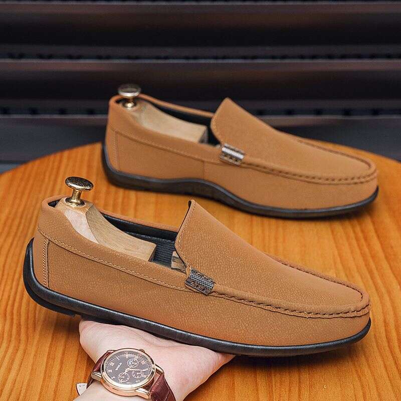 2025 Doudou Autumn New Casual Slip On Lazy People's Leather Live Quality Men's Shoes Ddf1