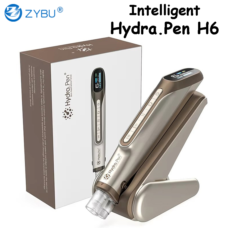 Dermapen H6 Newest wireless Hydra.Pen device MTS Beauty Machine Face Lifting Microneedling Derma Hydra Pen Red Blue Light Therapy Automatical Serum Ap