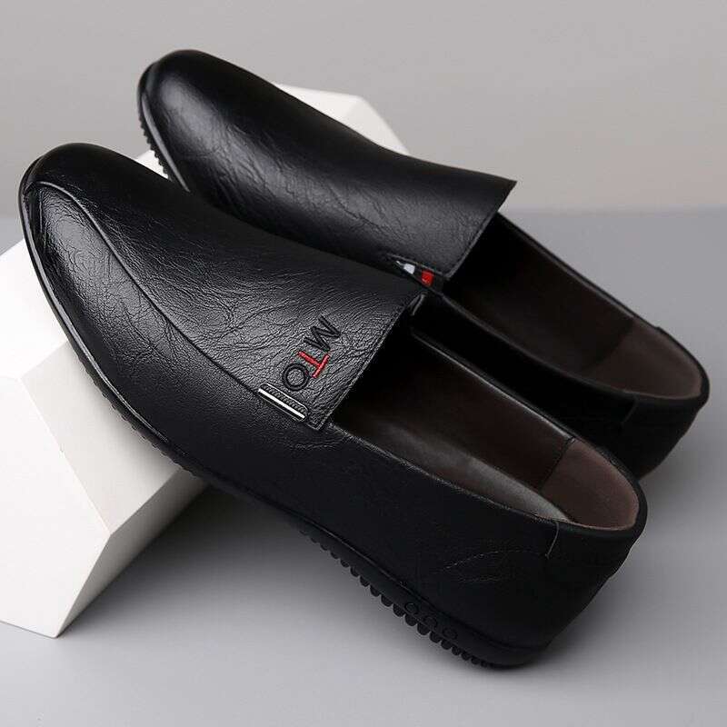 New men's casual bean non-slip breathable set foot soles soft surface slip-on leather shoes