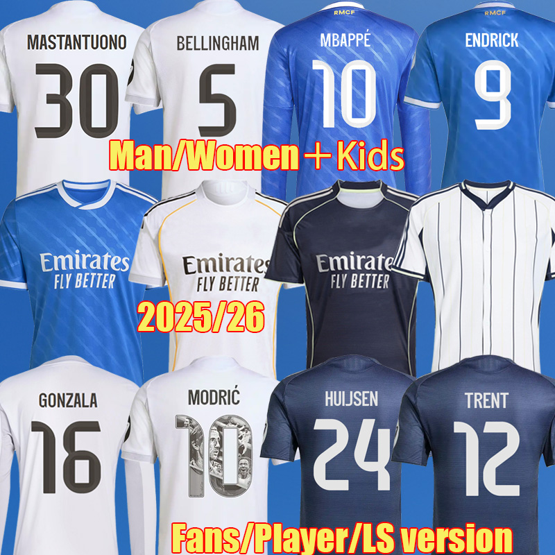 25 26 Player Version BELLINGHAM REALS Soccer Jerseys MBAPPE ENDRICK GONZALO fourth VINI JR 2025 2026 kits RODRYGO camiseta kids MaDRid football shirt HUIJSEN 999