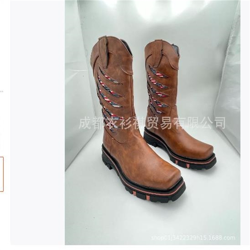Classic Denim Boots Vbottom Genuine Handicraft Mens Round Head Locomotive Zapato De Hombre 35 48 w250801