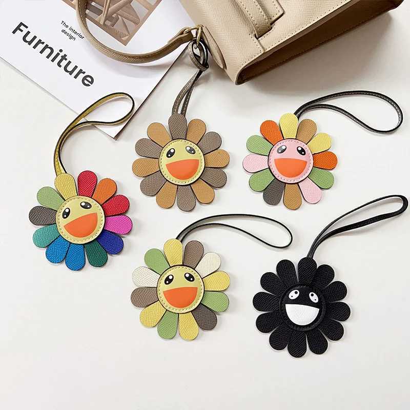 Fashion Genuine Leather Colorful Shower Keychain Bag with Pendant Ornament Accessories Y250815