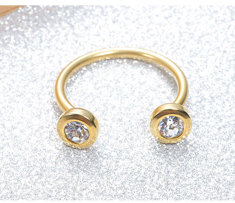 Stainless Steel Zirconia Ring - Minimalist Geometric Band in Gold/Rose Gold/Silver | Unisex Stackable (CFR3363)