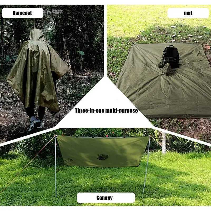 Hooded Rain Poncho Waterproof Portable Outdoor Canopy Lightweight Raincoat Hiking Hooded Coat for Hiking Camping adults Y250814