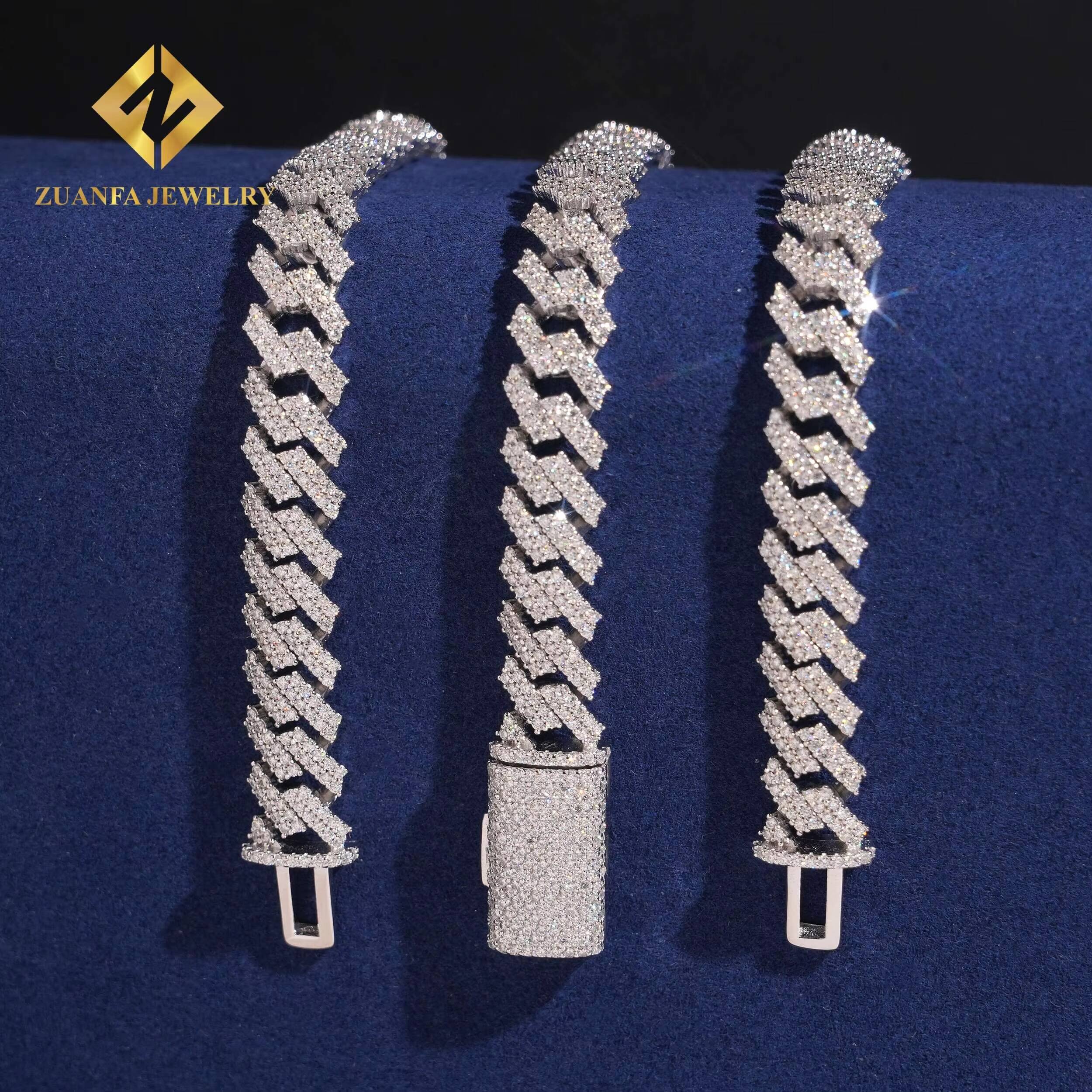 Wholesale 10mm Cuban Chain Moissanite Cuban Link Chain Necklace Men HipHop Iced Out Diamond 925 Silver Past Diamond Test GRA