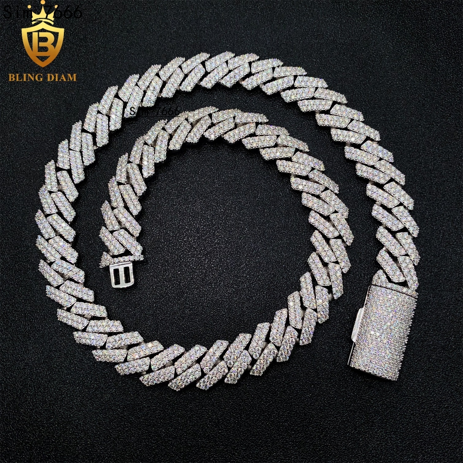 13mm Miami Hip Hop Jewelry Necklace 925 Sterling Silver Moissanite Cuban Link Chain Iced Out Gra Certificate