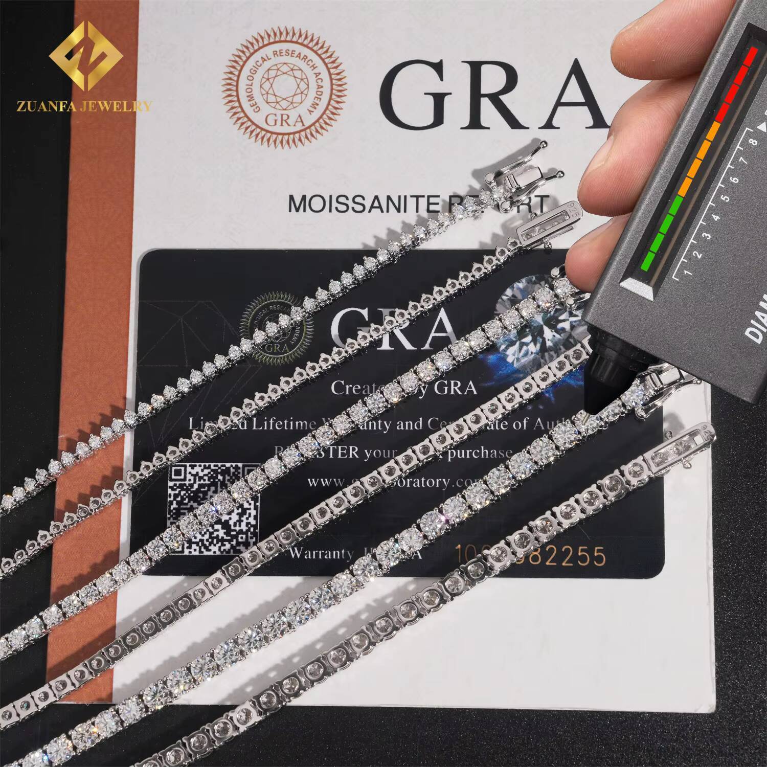 Fashion Moissanite Jewelry Size Gradual Change Tennis Necklace High Quality 925 Sterling Silver Moissanite Diamond Tennis Chain
