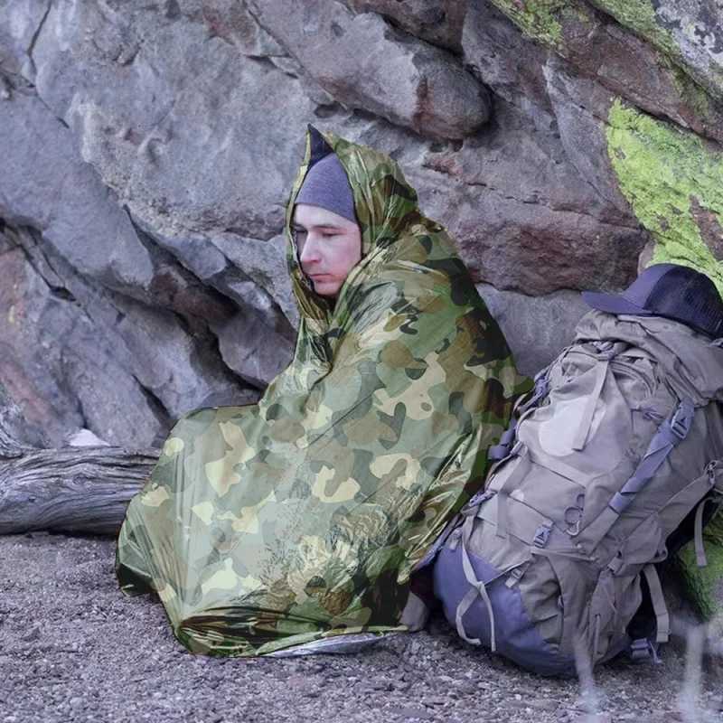 Outdoor Portable Raincoat Hooded Waterproof Cold Insulation Emergency Rain Poncho Motorcycle Rain Cover Camping Hiking Travel Y250814