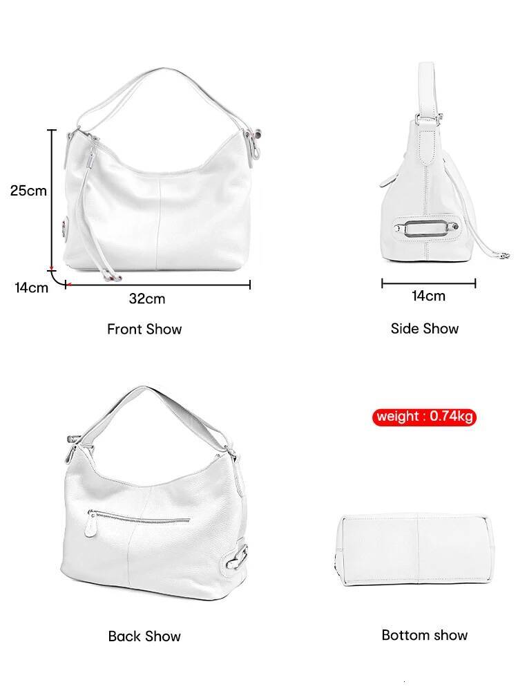 Zency 100% Genuine Leather Women Hobo Bag White Lady Tassel Shoulder Bags Classic Red Handbag Crossbody Purse 2024 Trendy