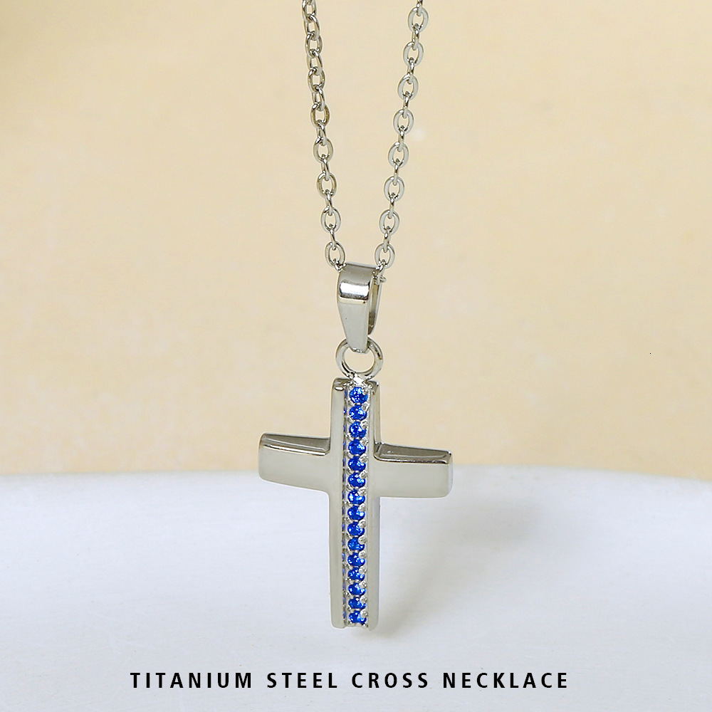 Titanium Steel Cross Non-Fading Simple Women's Light Niche High-End Zircon Necklace Accessory for Women Summer Jewelry for Women
